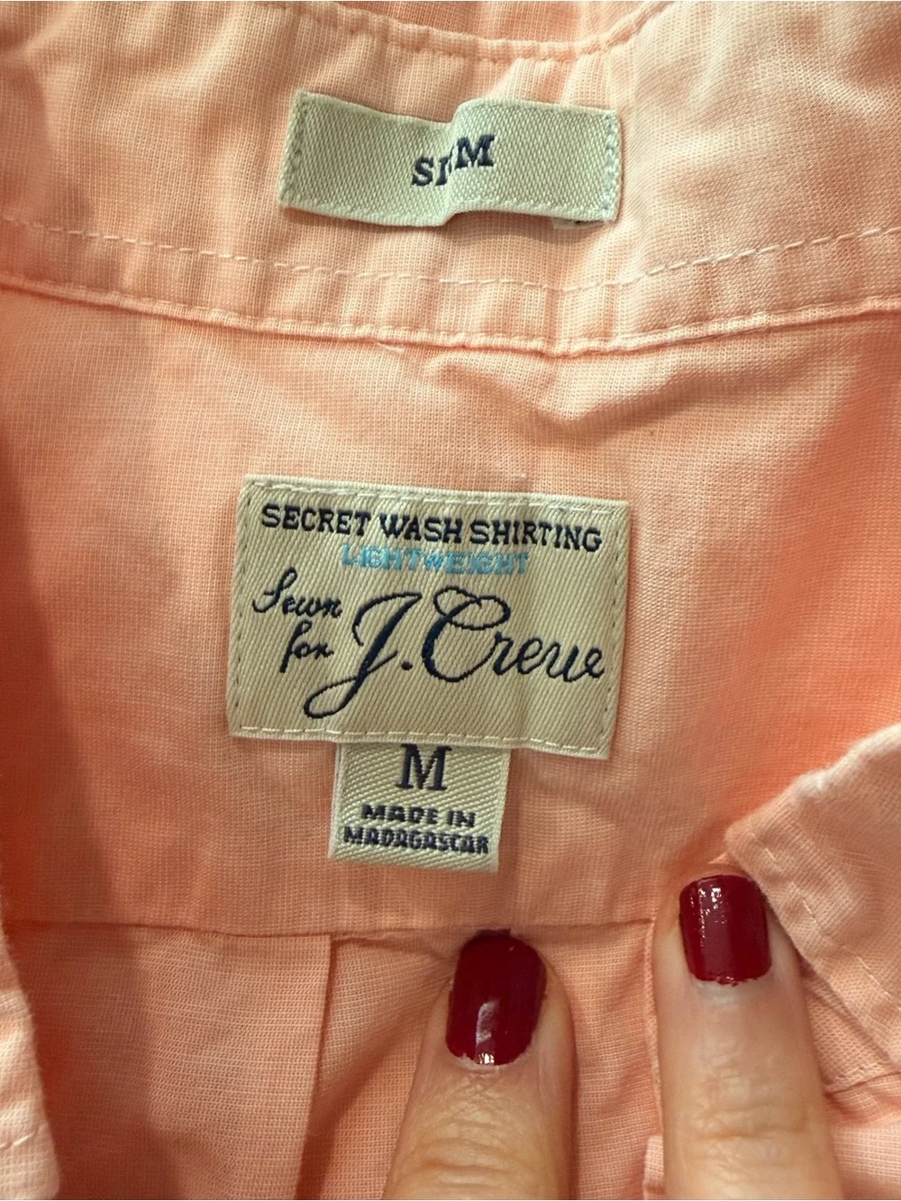 J. Crew Men’s Light Peach Slim Secret Wash Lightweight Button-Down Shirt #461
